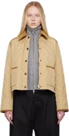 Burberry Oldham Beige Quilted Jacket With Corduroy Collar In Tech Fabric Woman In Neutral