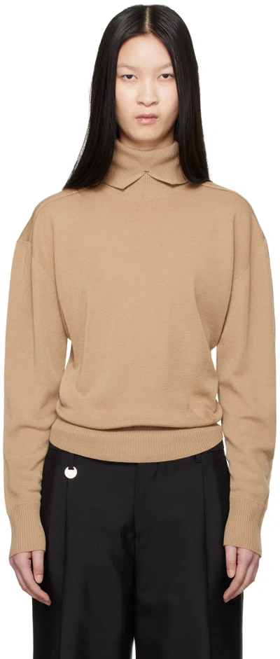 Burberry Tan Wool Turtleneck In A3743 Flax