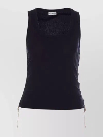 BURBERRY TANK TOP WITH RUFFLED SIDE AND CHECK MOTIF