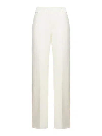 Burberry Women's Lar Beige Linen Pants With Runned Waist In White