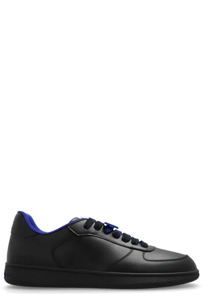 Burberry Leather Embossed Box Sneakers In Black