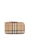 Burberry Tartan Check Card Holder In Beige