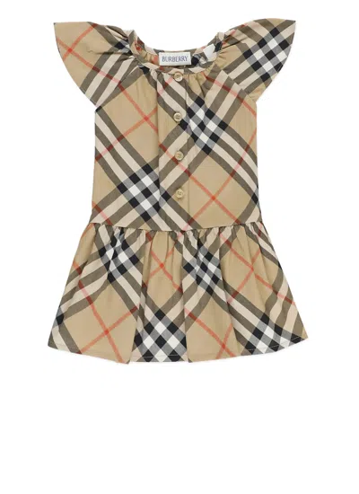 Burberry Babies' Tartan Dress In Neutral