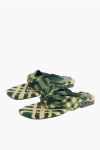 Burberry Check Pattern Thong Strap Open Toe Branded Footbed Flat