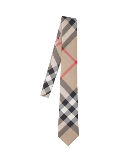 Burberry Tartan Pattern Tie In Sand