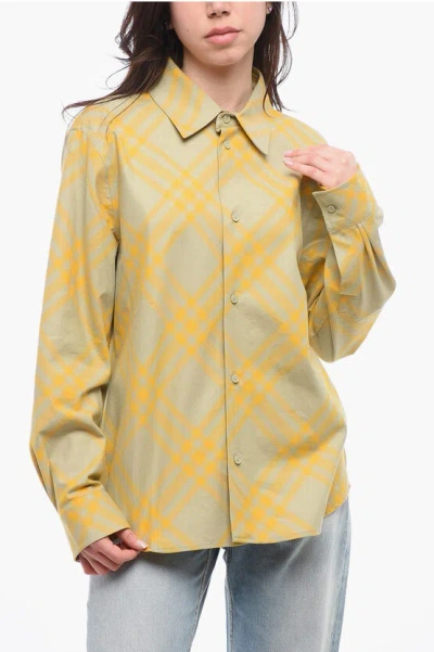 BURBERRY TARTAN PATTERNED COTTON FLANNEL SHIRT