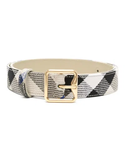 Burberry Tartan-patterned Leather Belt In Neutrals