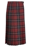 Burberry Check Wool Blend Midi Kilt In Red