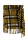 Burberry Women Wool And Cashmere Check Scarf Style Skirt In Green