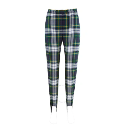 Burberry Tartan Wool High-waisted Stirrup Trousers In Ink Blue