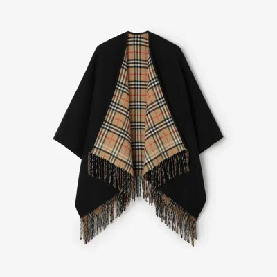 Burberry Tartan-lined Cape In Black