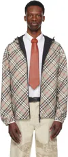 Burberry Taupe & Black Check Reversible Jacket