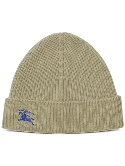 Burberry Taupe Cashmere Beanie With Logo In Brown