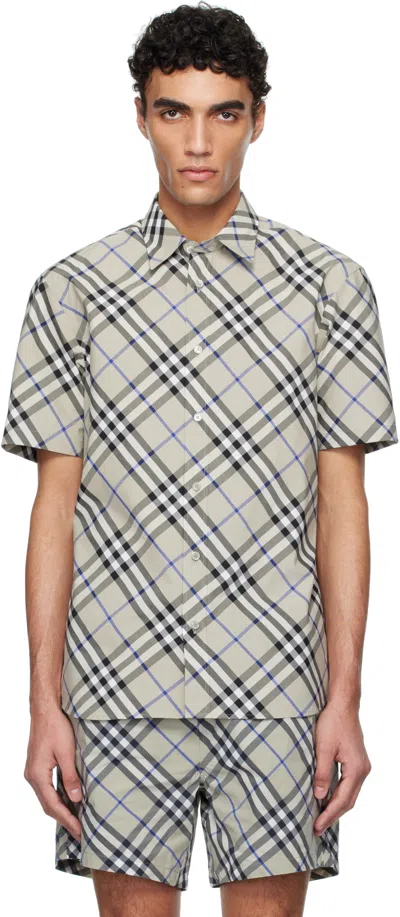 Burberry Taupe Check Cotton Shirt In Lichen Ip Check