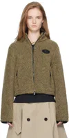 Burberry Taupe Cropped Fleece Jacket In Green