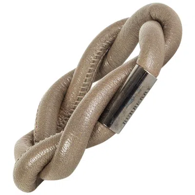 Pre-owned Burberry Taupe Leather Braided Bracelet In Brown