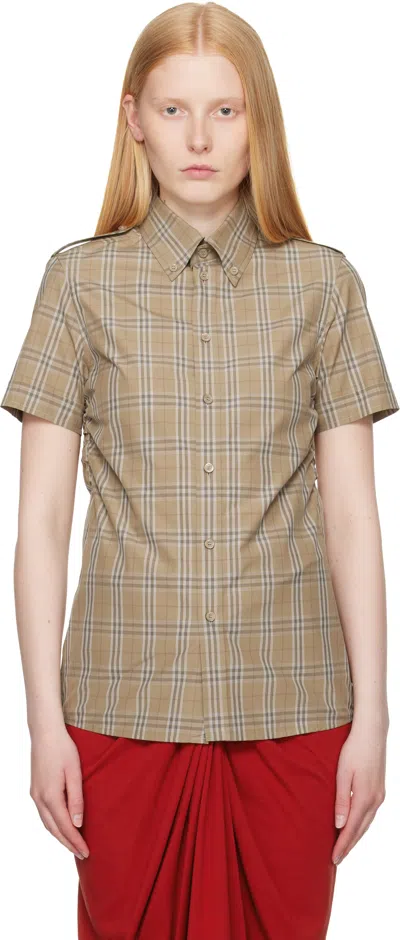 Burberry Women Embroidered Poplin Shirt In Brown