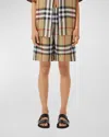 BURBERRY TAWNEY CHECK MULBERRY SILK BERMUDA SHORTS