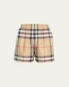 Burberry Tawney Check Mulberry Silk Bermuda Shorts In Archive Beige Ip Chk