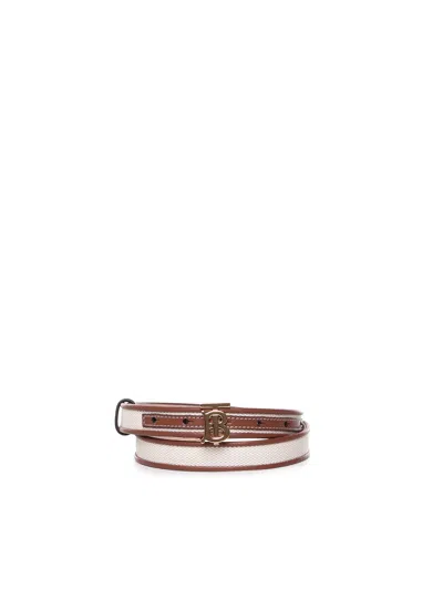 Burberry Tb Belt In Canvas And Leather In A1395