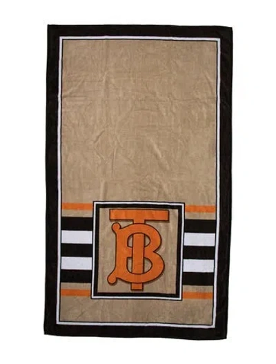 Pre-owned Burberry Tb Box Beach Towel In Brown
