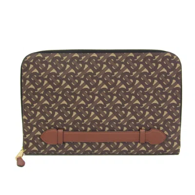Pre-owned Burberry Tb Brown Pvc Clutch Bag ()