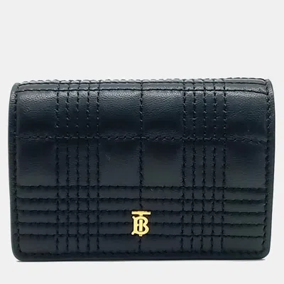 Pre-owned Burberry Tb Chain Card Holder In Black