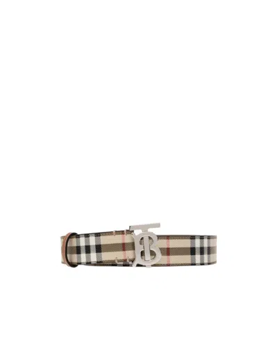 Burberry Tb Check-print Leather Belt In Multicolor