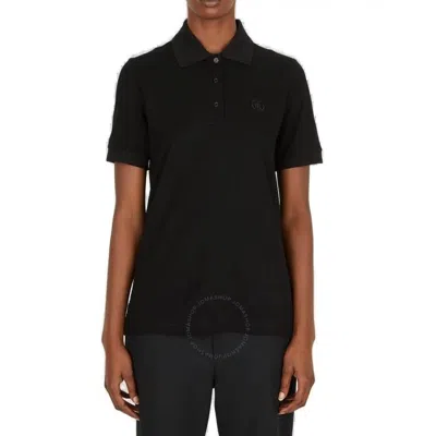 Burberry Tb Embroidery Collar Polo Shirt In Black