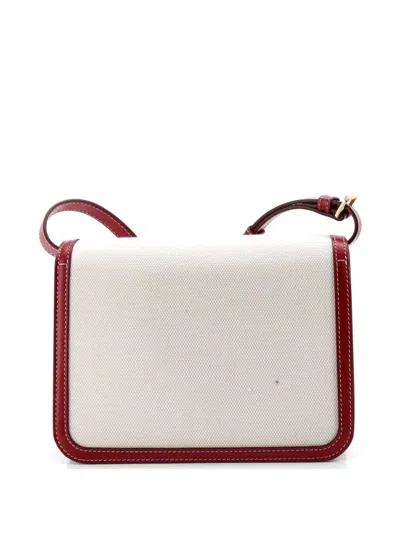 Pre-owned Burberry Tb Flap Bag Canvas Small Shoulder Bag In White