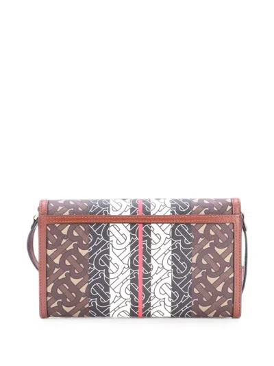 Pre-owned Burberry Tb Flap Bag Monogram E-canvas Small Shoulder Bag In Brown