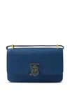 Burberry Tb Grainy Leather Mini Bag In Blue