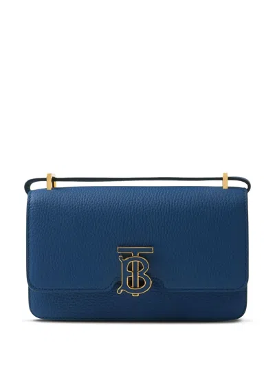 Burberry Tb Grainy Leather Mini Bag In Blue
