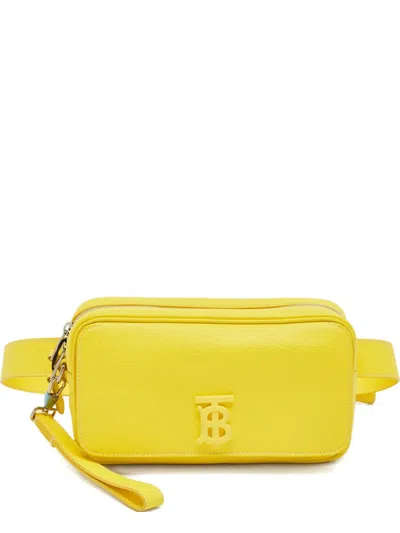Pre-owned Burberry Tb Leather Belt Bag In Yellow