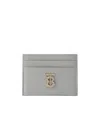 Burberry Tb Leather Card Holder In Gray