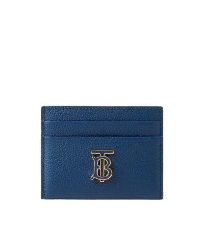 Burberry Tb Leather Cardholder In Deep Navy Blue