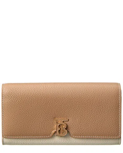 Burberry Tb Leather Continental Wallet In Beige