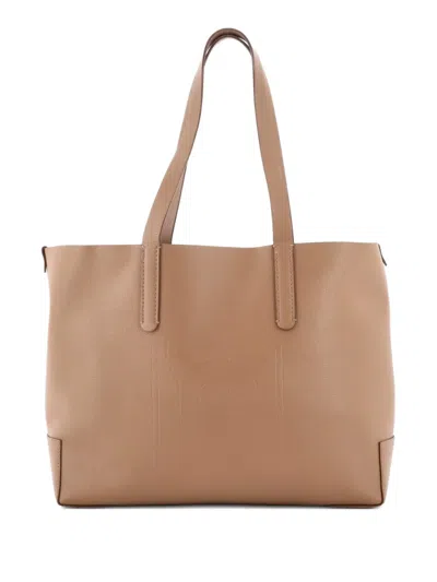 Pre-owned Burberry Tb Logo Leather Medium Tote Bag In Neutral