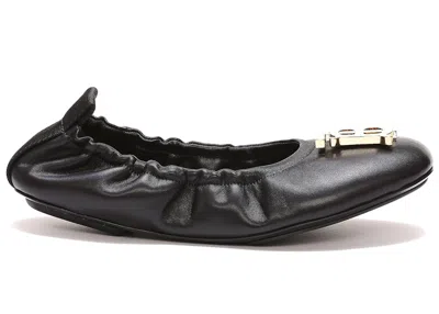 Pre-owned Burberry Tb Logo Plaque Ballerina Flat (women's) Sneakers In Black