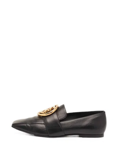 Pre-owned Burberry Tb Logo-plaque Loafers In Black