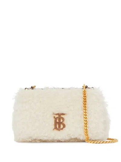 Burberry Tb Mohair-blend Crossbody Bag In White