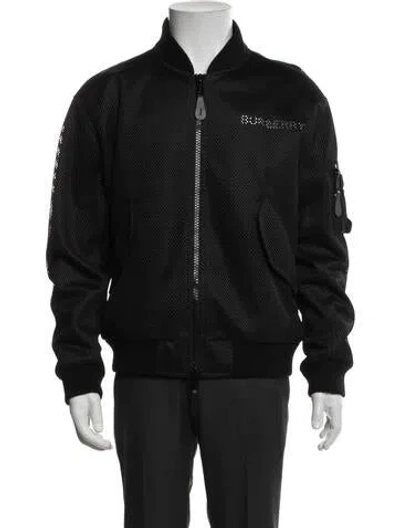 Pre-owned Burberry Tb Monogram Bomber Jacket In Black