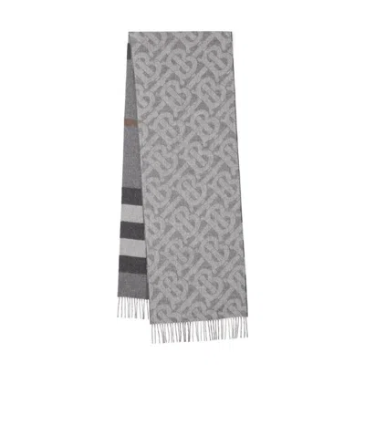 Burberry Tb Monogram Cashmere Scarf In Gray