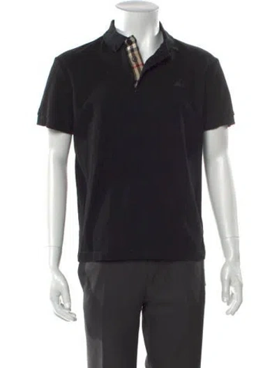 Pre-owned Burberry Tb Monogram Collar Polo Shirt In Black
