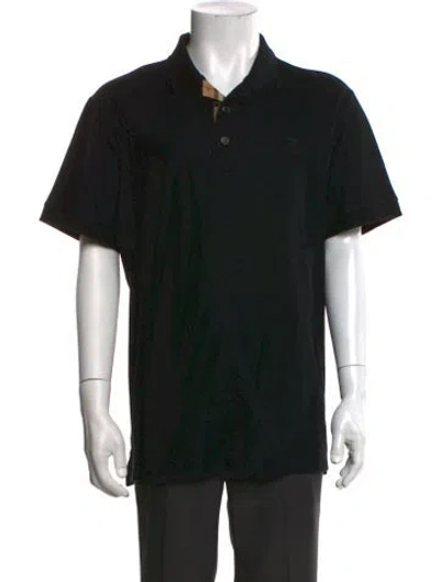 Pre-owned Burberry Tb Monogram Collar Polo Shirt In Black
