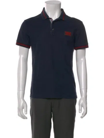 Pre-owned Burberry Tb Monogram Collar Polo Shirt In Blue
