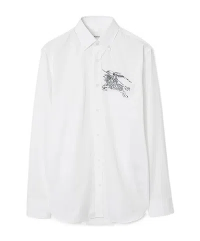 Burberry Tb Monogram Cotton Shirt In White