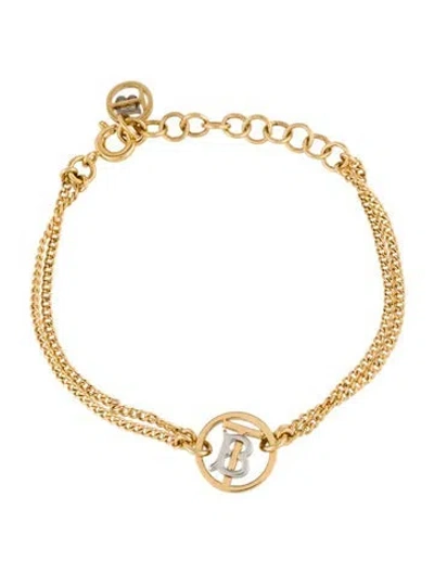 Pre-owned Burberry Tb Monogram Double-chain Bracelet, 7", 7" In Multi