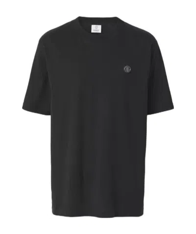 Burberry Tb Monogram Embroidered T-shirt In Black