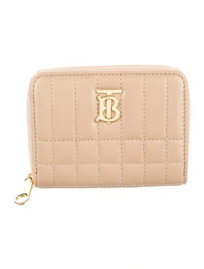 Pre-owned Burberry Tb Monogram Goat Leather Compact Wallet In Brown